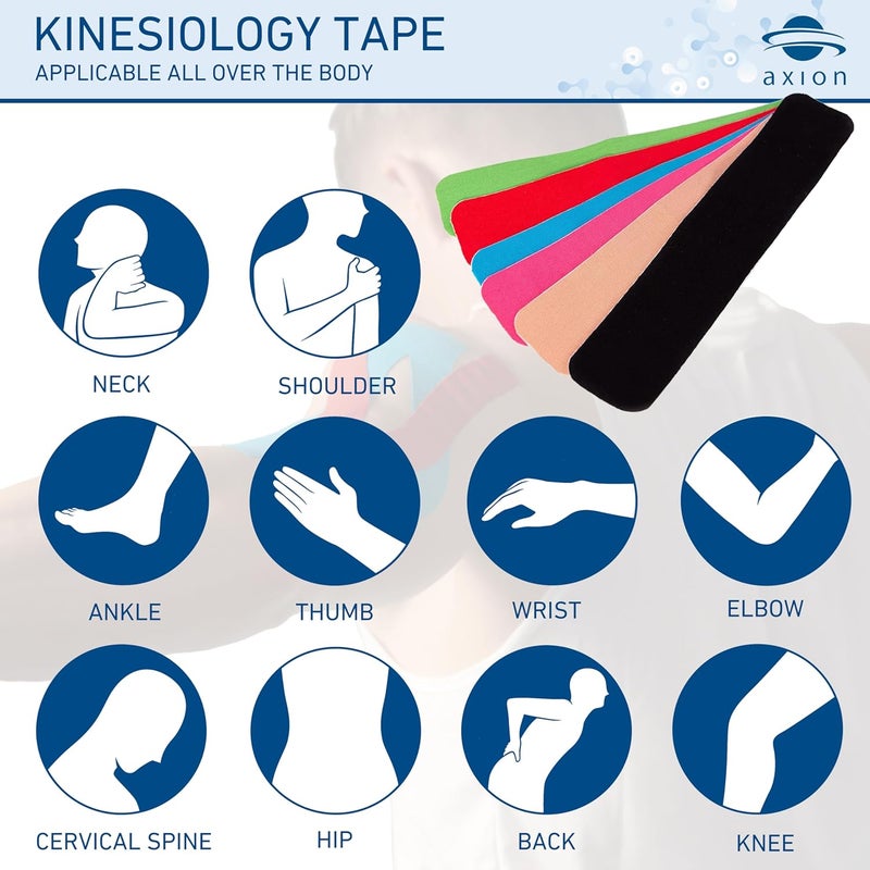 Axion Kinesiology Tape PRECUT Mix Set | 120 Pre-Cut Multicolored Sport Tape Strips 10 x 2 in - on 6 Rolls | Waterproof • Skin-Friendly • Elastic | Kinesiology Tapes Ideal for Sports - Image 4